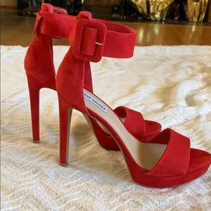 Red Steve Madden ankle strap sandal